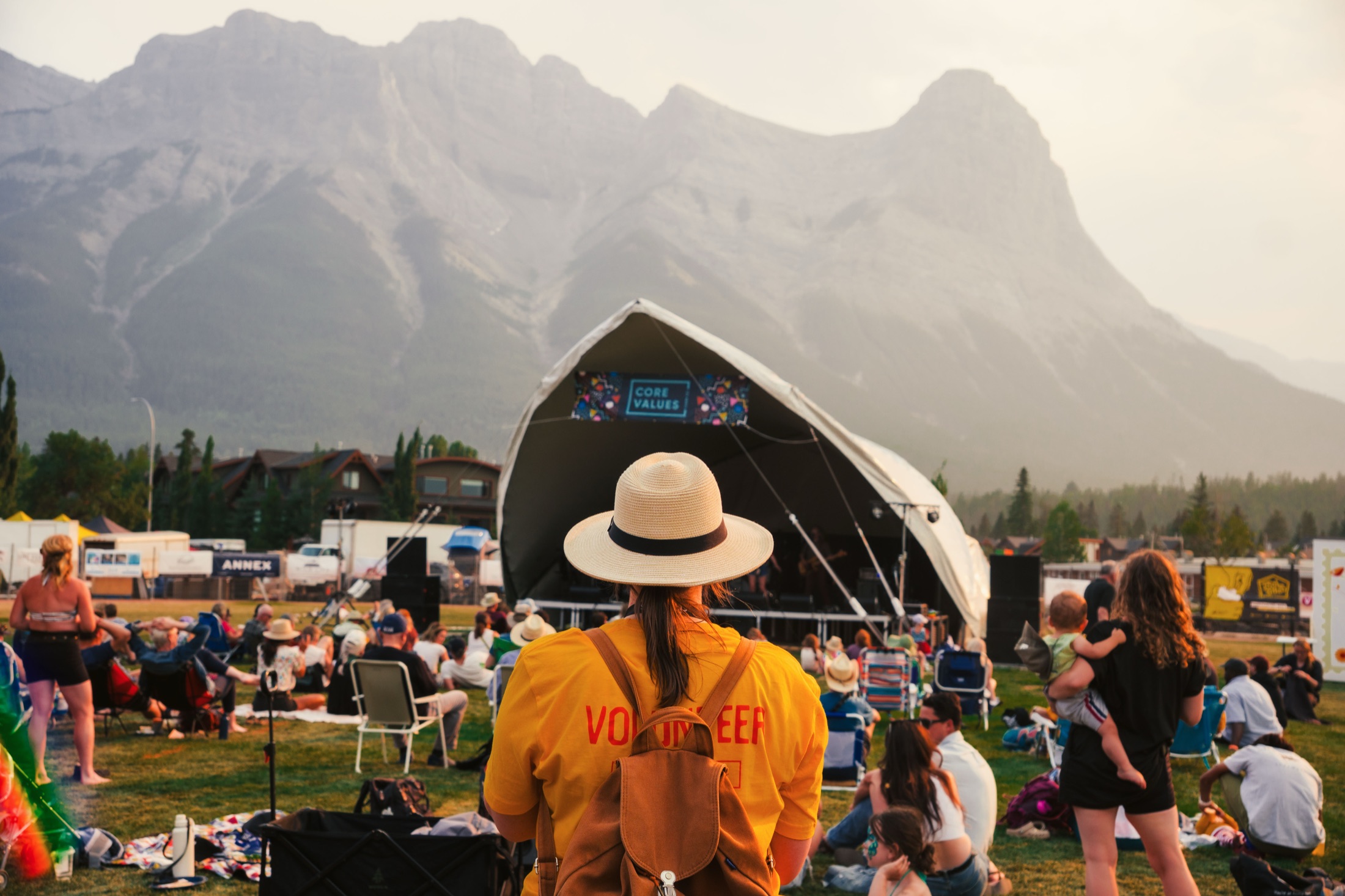 Festival audience and stage in Canmore